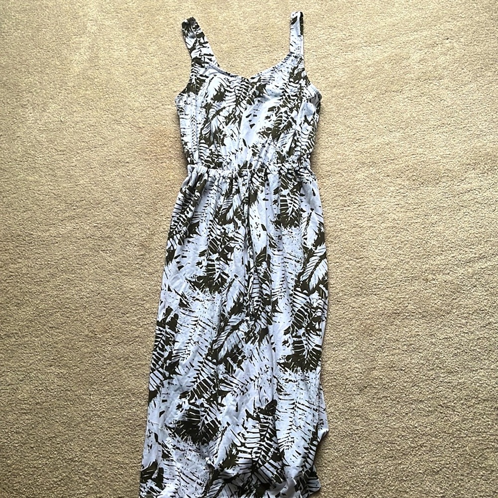 Tropical Leaf Print Beach Dress